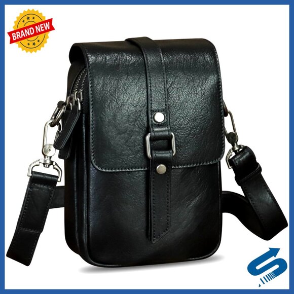 Genuine Leather Crossbody Phone Bag Mini Shoulder Pouch with Strap
